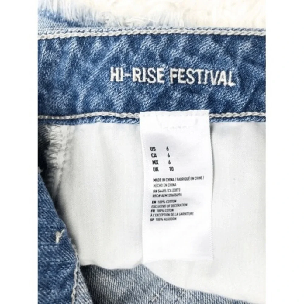 American Eagle High‎ Rise Festival Cutoff Jean Shorts Painted Design Size 6